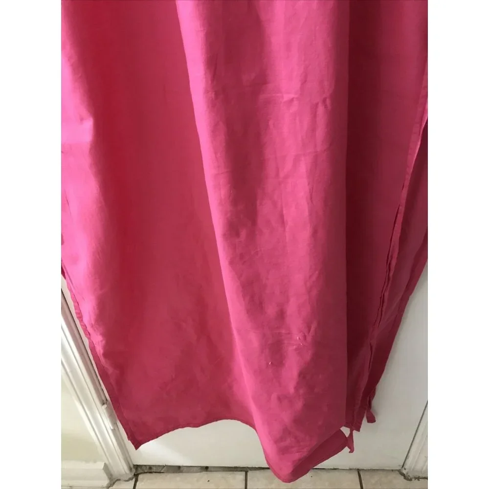 Kids Room Pink Curtain 2 panels 35X 63 Sheet Solid Ribbon Ties Set 100% Cotton